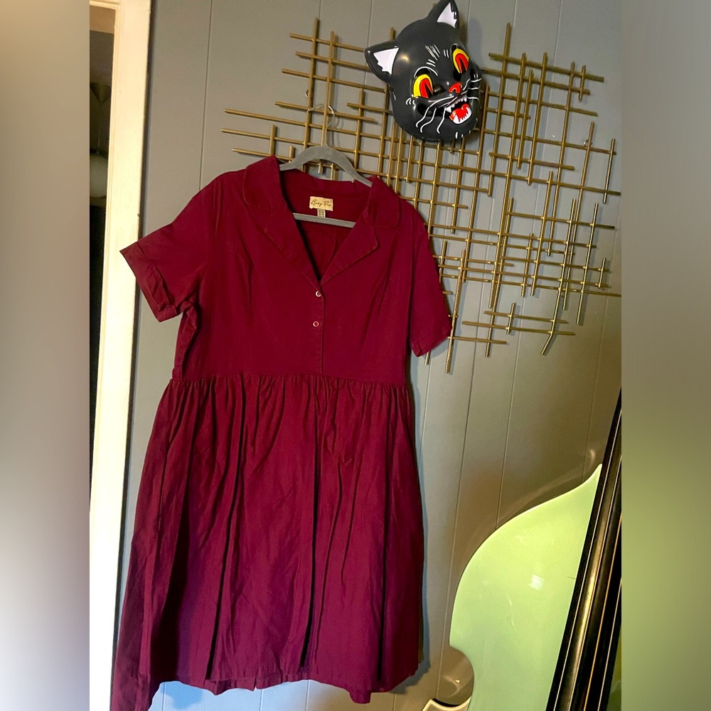 Lindy Bop maroon shirt dress